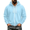 thumbnail image 5 of LYSMORA Men's Full Zip Hooded Sweatshirt, Solid Color Long Sleeve Loose Fit Zip Up Hoodie Jacket With Side Hand Pockets, 5 of 5