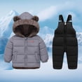 thumbnail image 2 of enyan Toddler Baby Coat Bear Hooded Winter Jacket Fleece Snowsuit Windproof Outerwear for Infant Boy Girl Grey，18-24 Months, 2 of 7