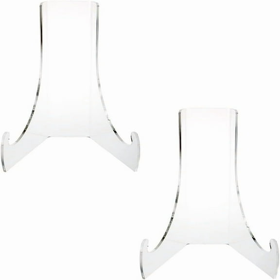 2 Pieces Acrylic Plate Stand 60-Degree Angle Acrylic Easel Acrylic Book Stand Acrylic Plaque Stand Table Top Easel Card Picture Stands Plate Holder with Deep Support Ledges(Clear, Small)