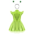 thumbnail image 4 of Aislor Girls 2Pcs Alien Dress Up Iridescent Glossy Flying Sleeve Ruffled Tutu Dress with Hair Hoop Green 10, 4 of 7