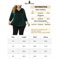 thumbnail image 6 of Unique Bargains Women's Plus Velvet Semi Sheer Bishop 3/4 Sleeve Peplum Top 4X Dark Green, 6 of 6