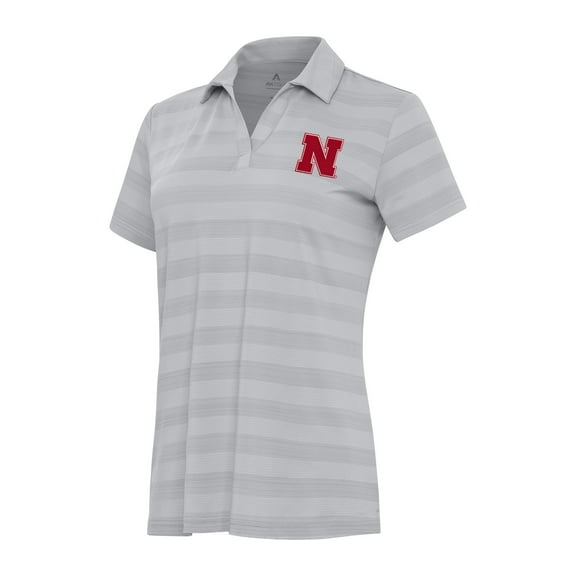 Women's Antigua Gray Nebraska Huskers Tunnel Polo