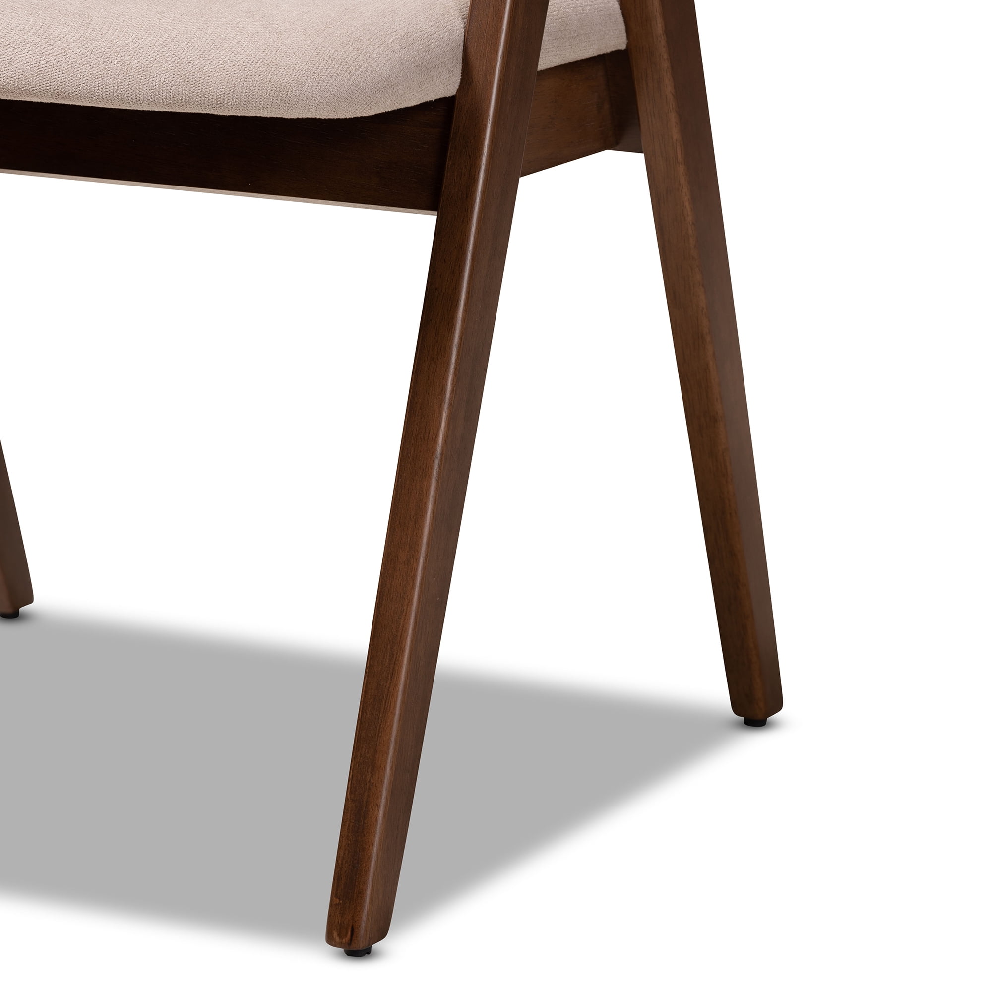 Baxton Studio Danton Dining Chair, Set of 2, Beige/Walnut Brown
