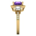 thumbnail image 3 of 3.005 ct Princess Cut Natural Amethyst Three-Stone Engagement Ring for Women in 14K Yellow Gold, 3 of 5