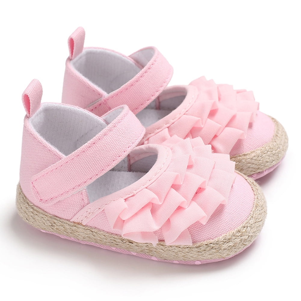 Baby Toddler Girls Cute Ruffled Prewalker Flat Shoes ColorPink Inner