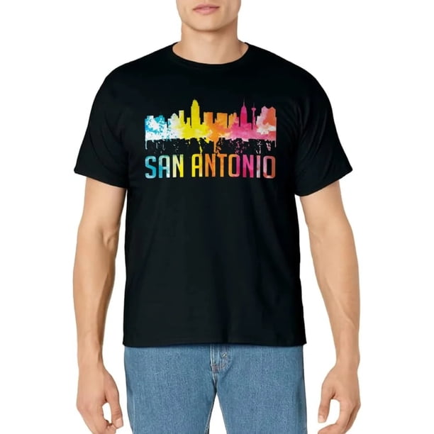 Playera de Mujer con Arte de Acuarela Retro del Skyline de San Antonio, Texas