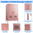 thumbnail image 3 of AOBABO Metal Storage Cabinet with Adjustable Shelves,Metal Buffet Sideboard with 2 Doors for Kitchen,Home,Office,Pink, 3 of 7