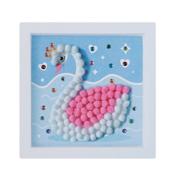 Xihbxyly Marco de Fotos con Bolas de Lana, Kit de Manualidades Sensoriales, Juego de Pintura Enmarcada, Fomenta La Creatividad y La Confianza, Regalo de Canasta de Pascua, Divertido para Todas Las Ed