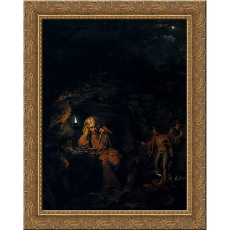 A Philosopher by Lamp Light 24x20 Gold Ornate Wood Framed Canvas Art by Joseph Wright