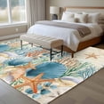 thumbnail image 4 of 5x7 Area Rugs for Living Room, Teal Blue Coastal Non Slip Area Rugs for Kitchen Bedroom Entryway, Summer Beach Starfish Shell Coral Nautical Retro Washable Carpet Runner Rug Floor Mats for Bedroom, 4 of 8