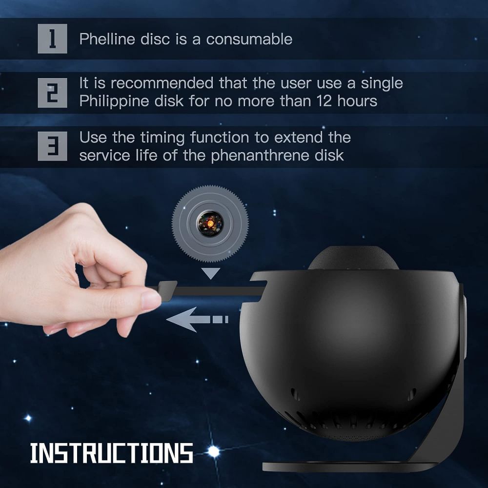 VIVIHEYDAY 13 in 1 Planetarium Galaxy Projector 360° Rotating Night Light Nebula Star Projector Lamp Timer Black