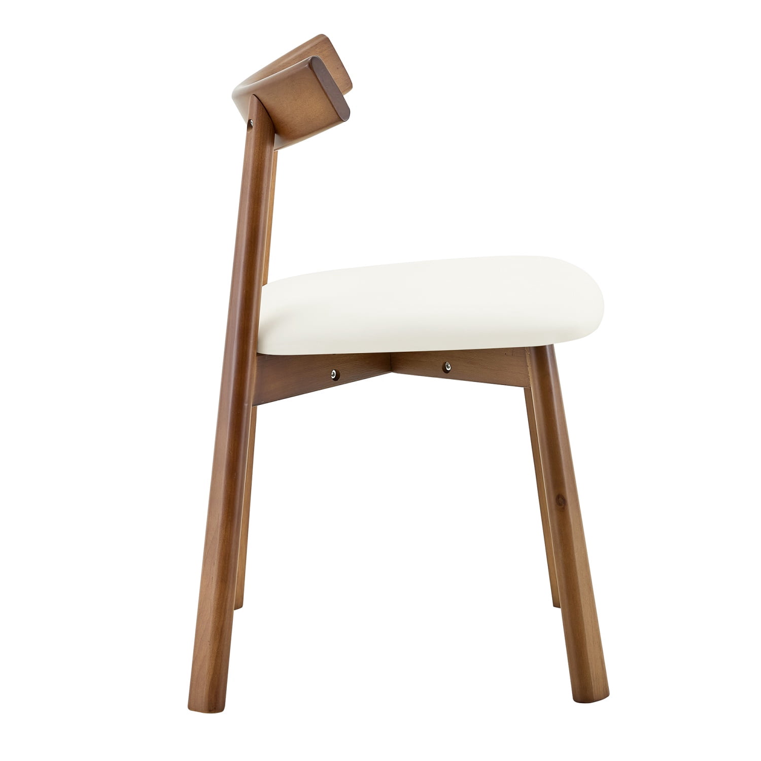 Hommoo 2-Pack Solid Wood Dining Chairs with PU Cushions, Ergonomic Curved Backrest, X-Frame Stability, Modern Farmhouse & Scandinavian Style, Beige & Walnut