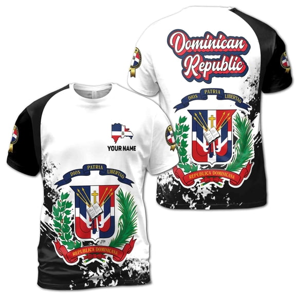 Custom Name Republica Dominicana Patrotic 3D T-shirt S-5XL