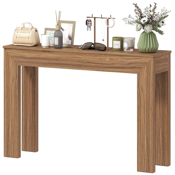 Dranite Modern Console Table, 47" Narrow Entryway Table, Walnut