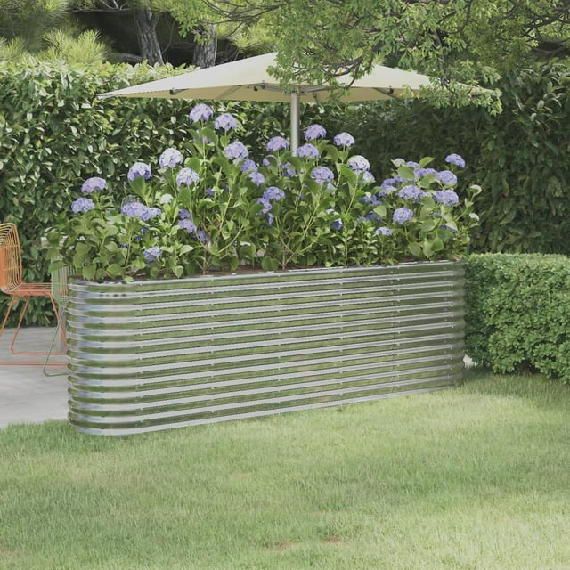 vidaXL Jardinière Surélevée de Jardin en Acier Enduit de Poudre 224x40x68 cm Argent