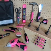 Apollo Tools USB-charged 135 Piece Pink Household Tool Set with Pivoting Dual-Angle 3.6 Volt Lithium-Ion Cordless Screwdriver in Hard Case - DT0774P