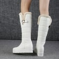 thumbnail image 4 of Platform Winter Knee High Boots Women Thicken Plush Warm Round Toe Snow Booties Pull on Tall Boots, 4 of 8