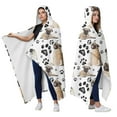 thumbnail image 2 of Wearable Blanket,Pug and Footprints Hooded Wearable Flannel Blanket for Adults & Teens,Winter Poncho Shawl Wrap Cape Cozy Anti-Pill,50"x60", 2 of 5