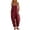 Wine, variant on Women Fashion Cotton Linen Adjustable Strap Wide Leg Dungaree Jumpsuit Daily Outfit Overall