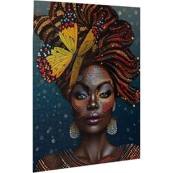 Jigsaw Puzzles 500 Pieces Adults & Families Butterflies African American Woman Formation Wooden to Toys Gift Entertainment Home Decoration