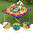 thumbnail image 4 of Colorful Tie Dye Petal Mandala Pattern Square Fitted Tablecloth with Elastic Edge,Square Table Cover,Washable Elastic Table Cover for Home Kitchen Party Decor 34"x34", 4 of 6