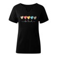 thumbnail image 4 of Tshirts for Women V Neck Heart Print Short Sleeve Tops for Daily Wear Womens Tees Loose Fit Black XL, 4 of 4