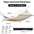 thumbnail image 3 of KEESTP Comfort 2 Person Cotton Rope Hammock, 500lb Capacity,Portable Hammocks for Camping Outdoor/Indoor Patio Backyard - Brown, 3 of 6