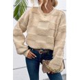 thumbnail image 2 of Women's Parchment Checkered Sherpa Crew Neck Sweater | [ZhiHiMeRi] | (US 12-14)L, 2 of 7