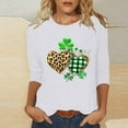 thumbnail image 2 of St. Patrick Day Green Shamrock Tee Shirt Women Leopard Heart Printed Top Tees Four Leaf Retro Crew Neck T Shirts Pullover Tops(White,L), 2 of 4