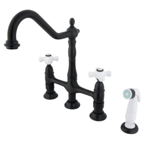Kingston Brass Heritage 8" Center Kitchen Faucet With Side Sprayer