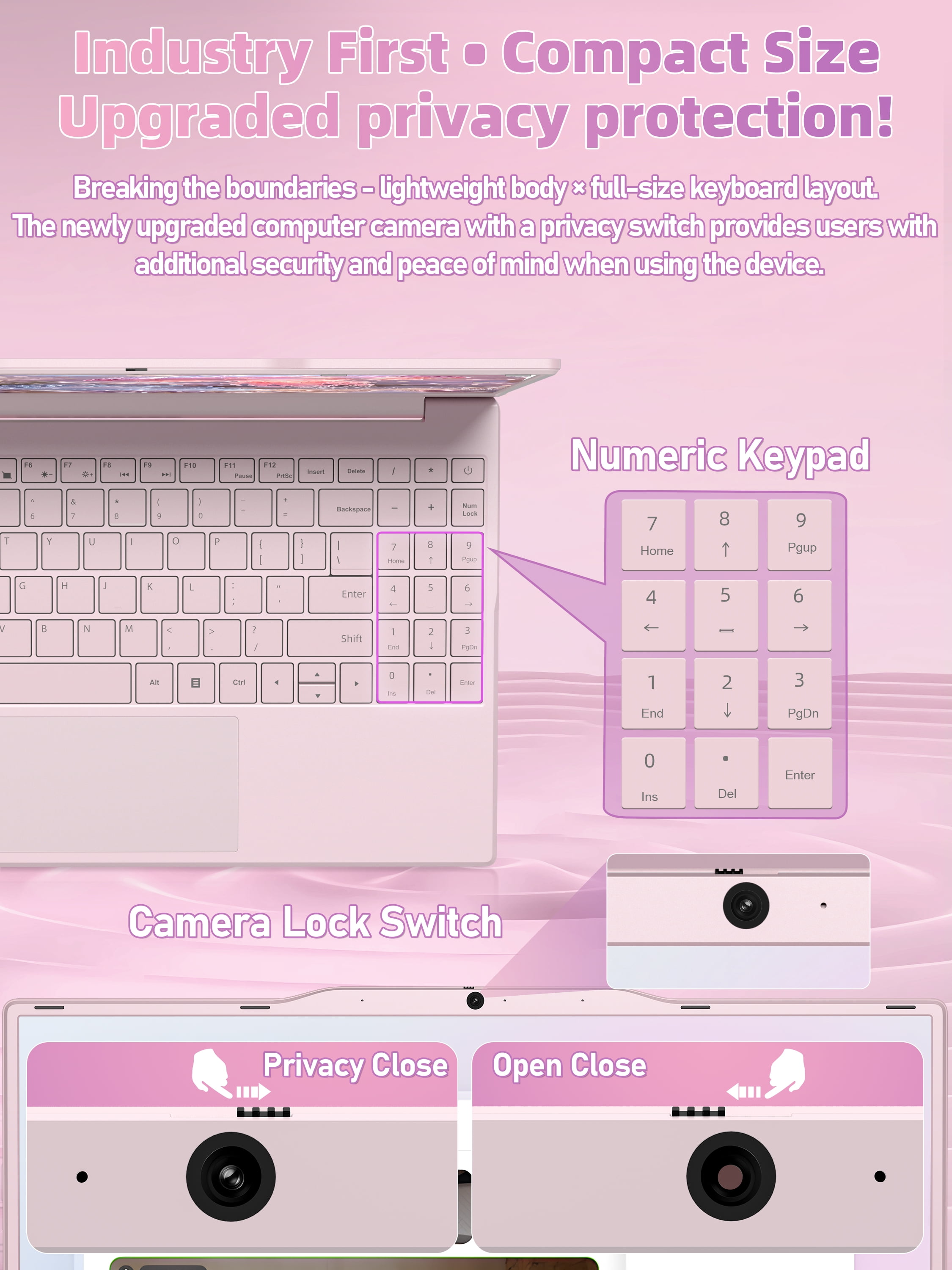 【Office 2024/Win11 Pro 】14" Full Size Numeric Keypad Laptop,Celeron N5100(Up to 2.8), 8G RAM(Up to 32GB Expansion),256G NVMe SSD,1920P IPS FHD,180° Hinge/WiFi/BT,PC,Notebook,PC