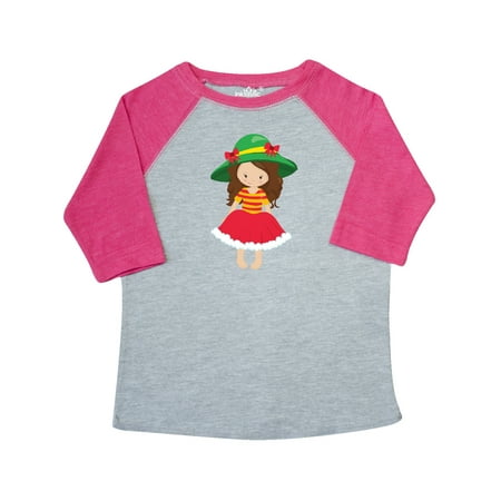 

Inktastic Cute Girl Brown Hair Red Skirt Green Hat Gift Toddler Toddler Girl T-Shirt