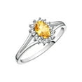 thumbnail image 4 of RYLOS Rings for Women 14K White Gold Ring Classic Halo Diamond Birthstone Ring 6X4MM Oval November Citrine Jewelry for Women  Size 6, 4 of 8