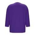 thumbnail image 7 of Lenpel Women's Tops 3/4 Length Sleeve Crew Neck Side Split Loose T Shirts Soft Casual Tees Trendy Tunic Blouses(Purple,Large), 7 of 7