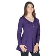 thumbnail image 6 of 24seven Comfort Apparel Womens Flared Long Sleeve Henley Tunic Top, 6 of 9