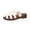 White, variant on Women's Slip On Slide Sandals Open Toe Flat Sandals Faux Leather Summer Slippers Slip on Slides Khaki 6.5