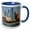 Blue/White, variant on 3drose, Uae, Abu Dhabi. Skyline and Beach., 11oz Two-tone Green Mug
