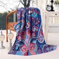 thumbnail image 4 of Blue Pioneer Flower and Paisley Pattern Blanket,Comfortable Soft Flannel Throw Blanket,All Season,Warm Lightweight Blankets for Sofa Bed Couch Living Room Chair,50"x60", 4 of 4