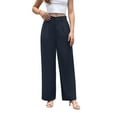 thumbnail image 3 of Uvplove Women's Work Trousers Loose Wide Leg Business Pants Breathable Suit Pants Navy Blue-S, 3 of 8