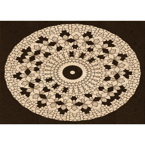 Ahgly Company Indoor Rectangle Patterned Black Bean Brown Area Rugs, 7' x 10'