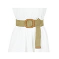 thumbnail image 4 of INSPIRE CHIC Women's Stretch Woven Belts Retro Wide Waist Belts Square Buckle Khaki, 4 of 4