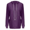 thumbnail image 4 of Women's Casual Lightweight Hoodies Long Sleeve Drawstring Sweatshirts Dark Purple M, 4 of 5