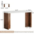 thumbnail image 2 of Tribesigns Home Bar Unit, 55.12-Inch Bar Table with a Faux Marble Finished Tabletop, Modern Freestanding Mini Bar for Home Kitchen, Living Room, Balcony, Basement, Walnut & White, 2 of 8