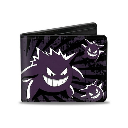 Bi-Fold Wallet Gengar Scattered Poses/Rays Weathered Black/Purple/White