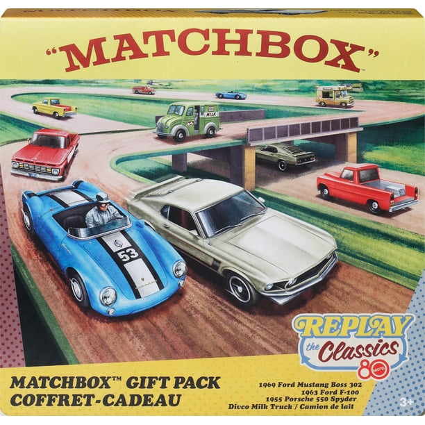 Autos y camiones de juguete Matchbox Mattel 80.º aniversario, paquete de 4