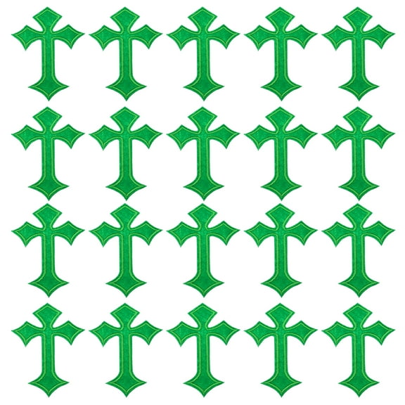 Uxcell 20 Pcs Cross Embroidered Patches Iron on Decorative Patches, 4.1"Lx2.8"W, Green