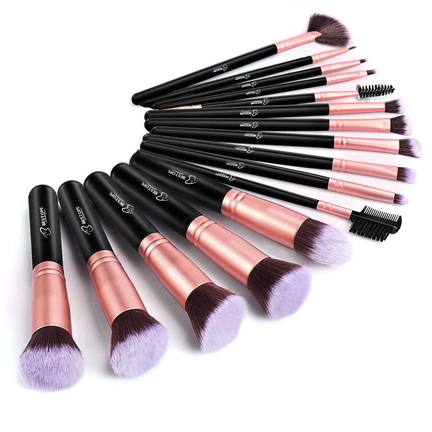 Pennelli Make Up BESTOPE per il Trucco Set 16 Pezzi - Oro Rosa, 16 –