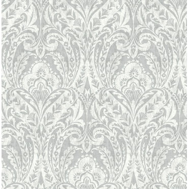 A-Street Prints Berkshire Grey Damask Wallpaper