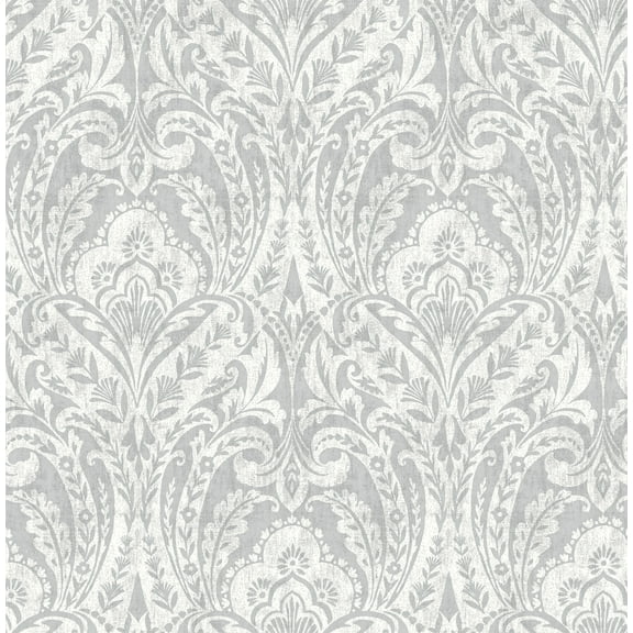 A-Street Prints Berkshire Grey Damask Wallpaper
