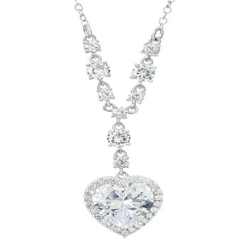 Believe by Brilliance Fine Sterling Silver Cubic Zirconia Heart Pendant Necklace, 18"